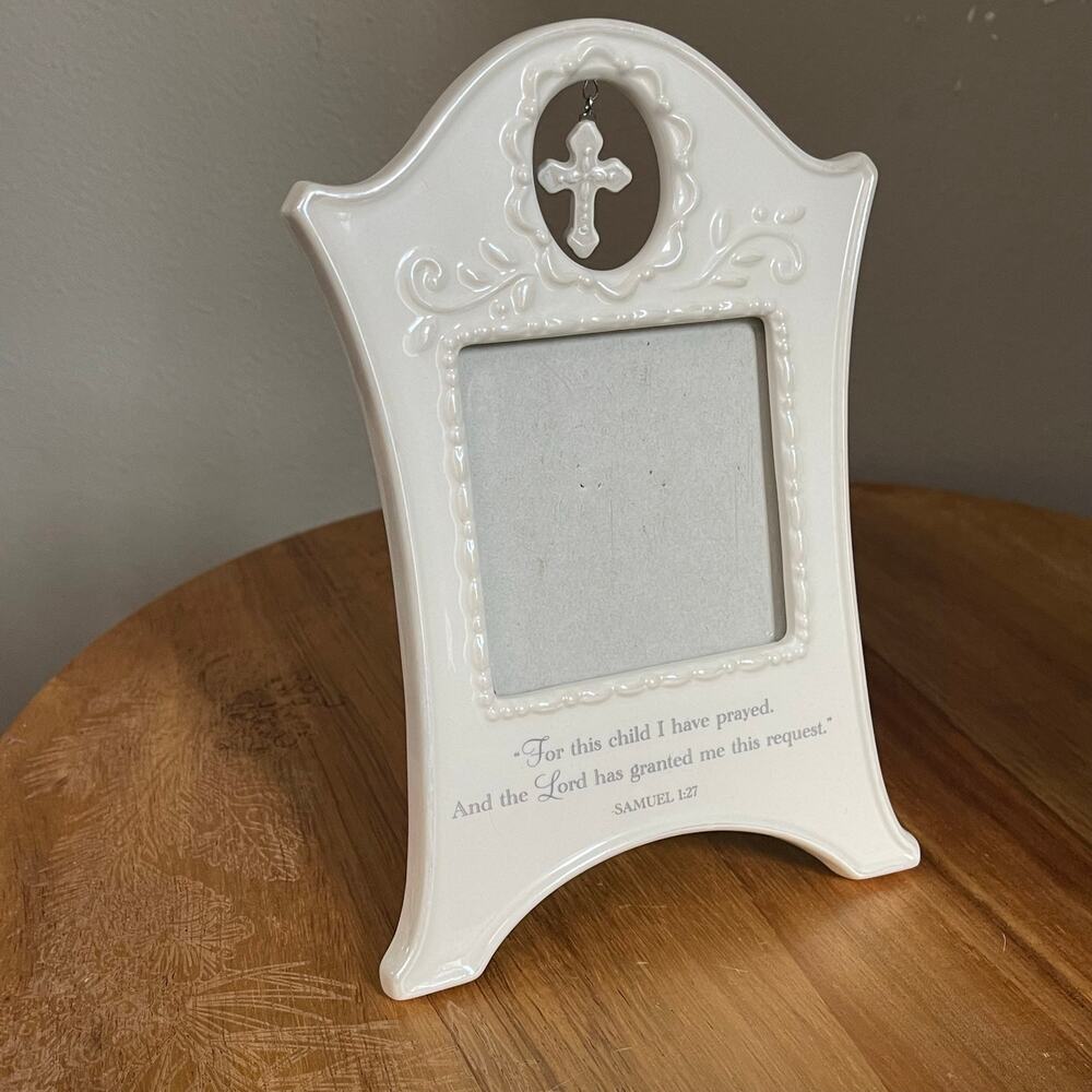 Baptism Picture Frame Scripture Verse Ceramic Religious Miracle Baby Shower